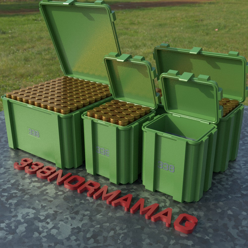 Filamelt Munitionsbox / .338 Norma Magnum / ‘Klappdeckel’ / Patronenbox, Ammo Box - 3D-Druck aus dem Westerwald