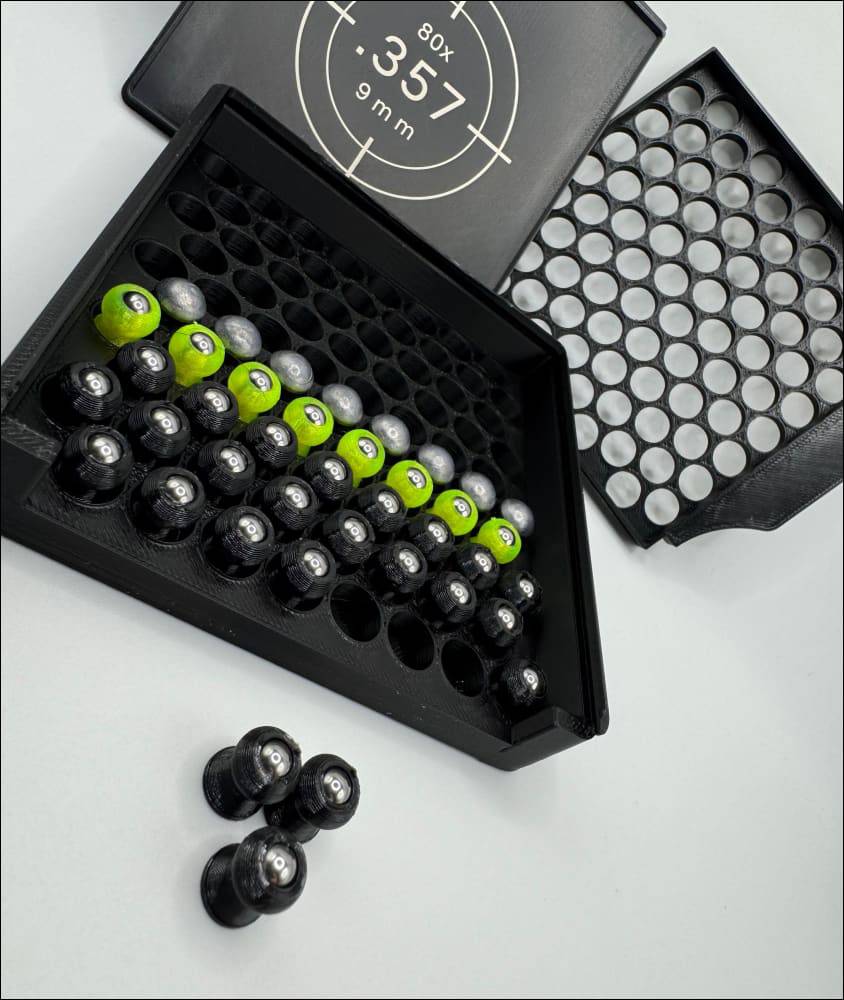 Diabolo-Box für 80x.357 / 9 mm – Praktisch stapelbar wiederverwendbar. Matchbox Schießsport-Zubehör