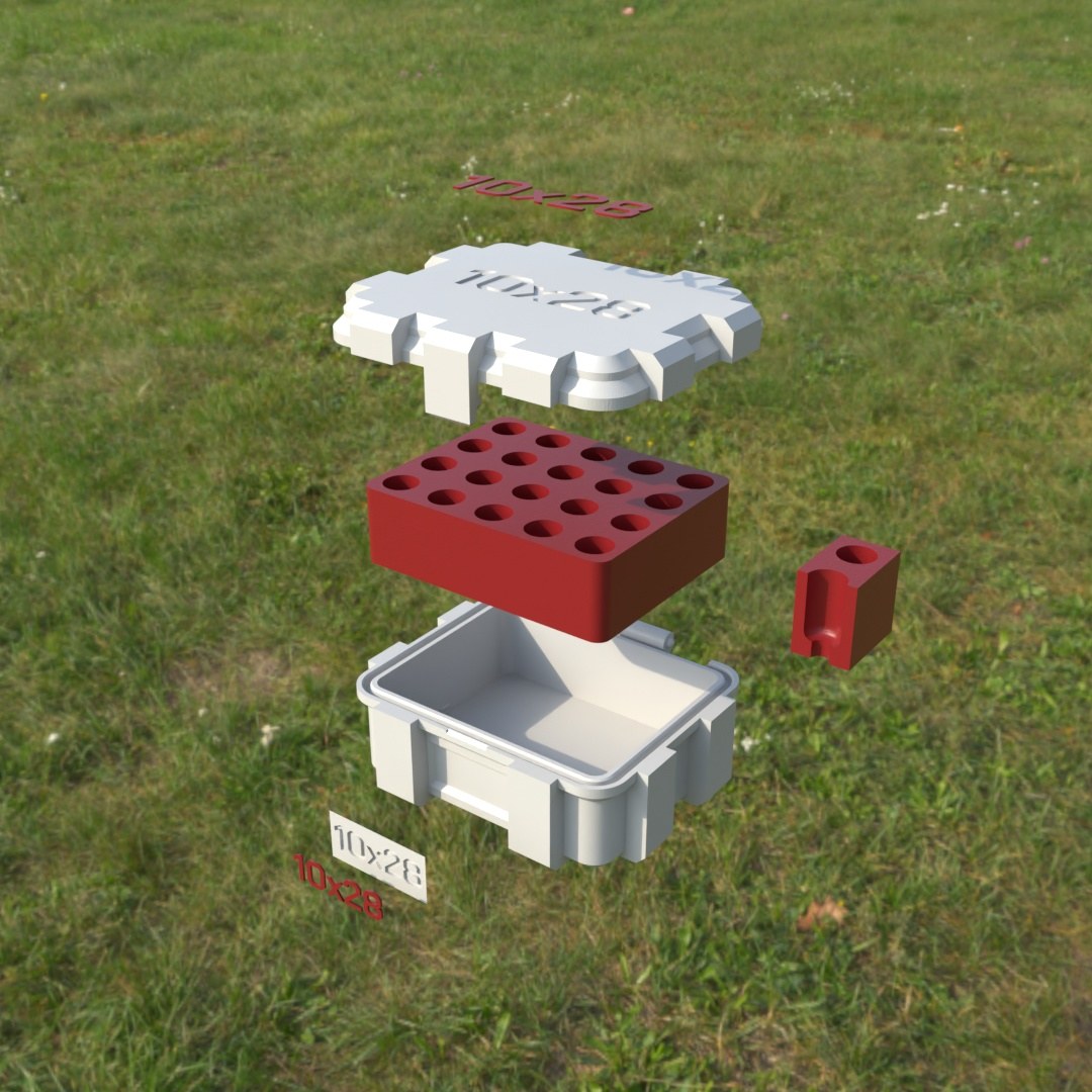 Filamelt Munitionsbox / 10x28 / ‘Klappdeckel’ / Patronenbox, Ammo Box
