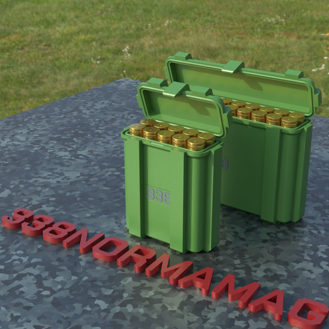 Filamelt Munitionsbox / .338 Norma Magnum / ‘Klappdeckel’ / Patronenbox, Ammo Box