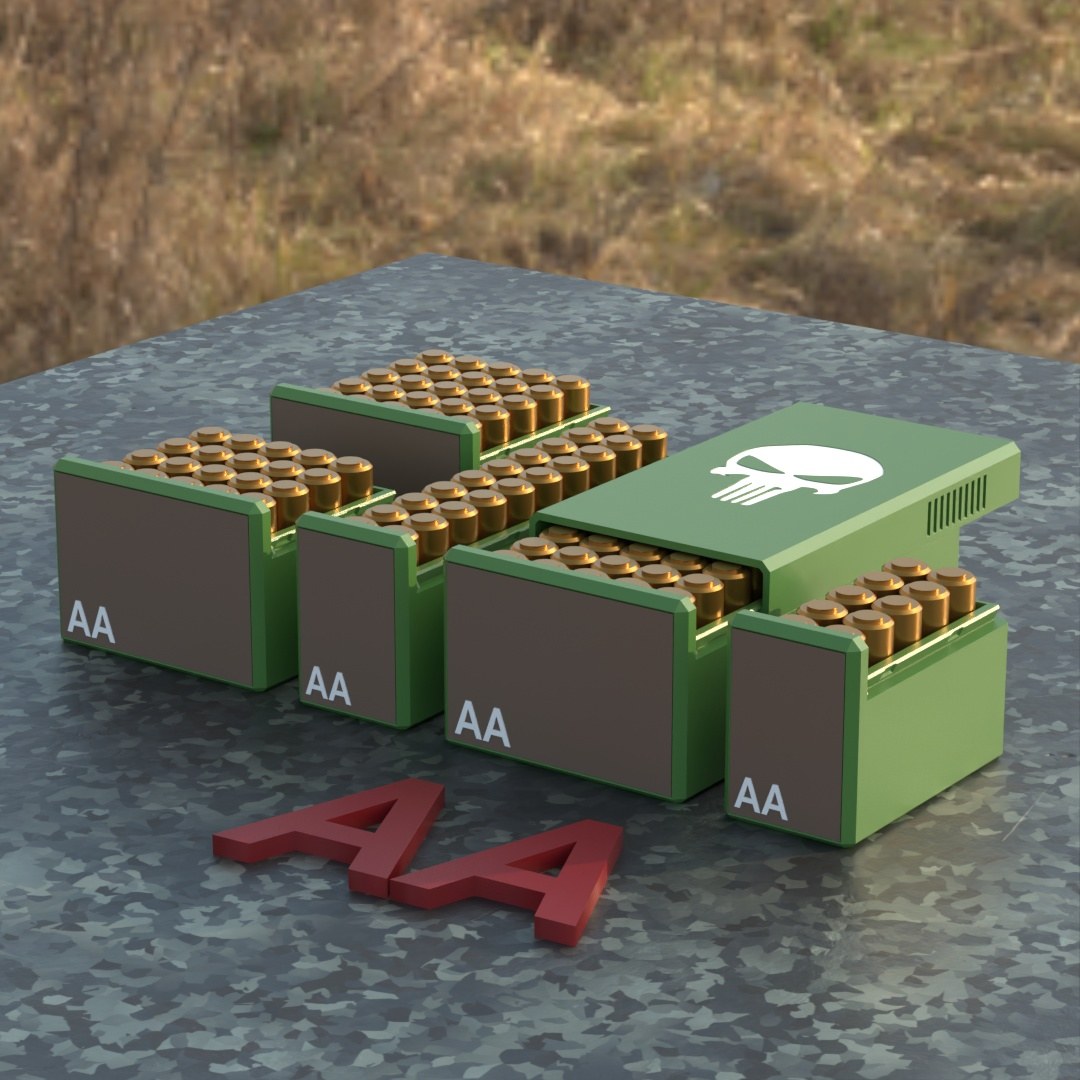 Filamelt AA Batteriebox "Schiebedeckel" – für 10 / 20 / 25 / 50 Batterien