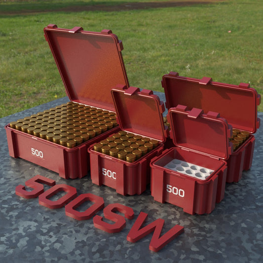 Filamelt Munitionsbox / .500 S&W / ‘Klappdeckel’  / Patronenbox, Ammo Box - 3D-Druck aus dem Westerwald