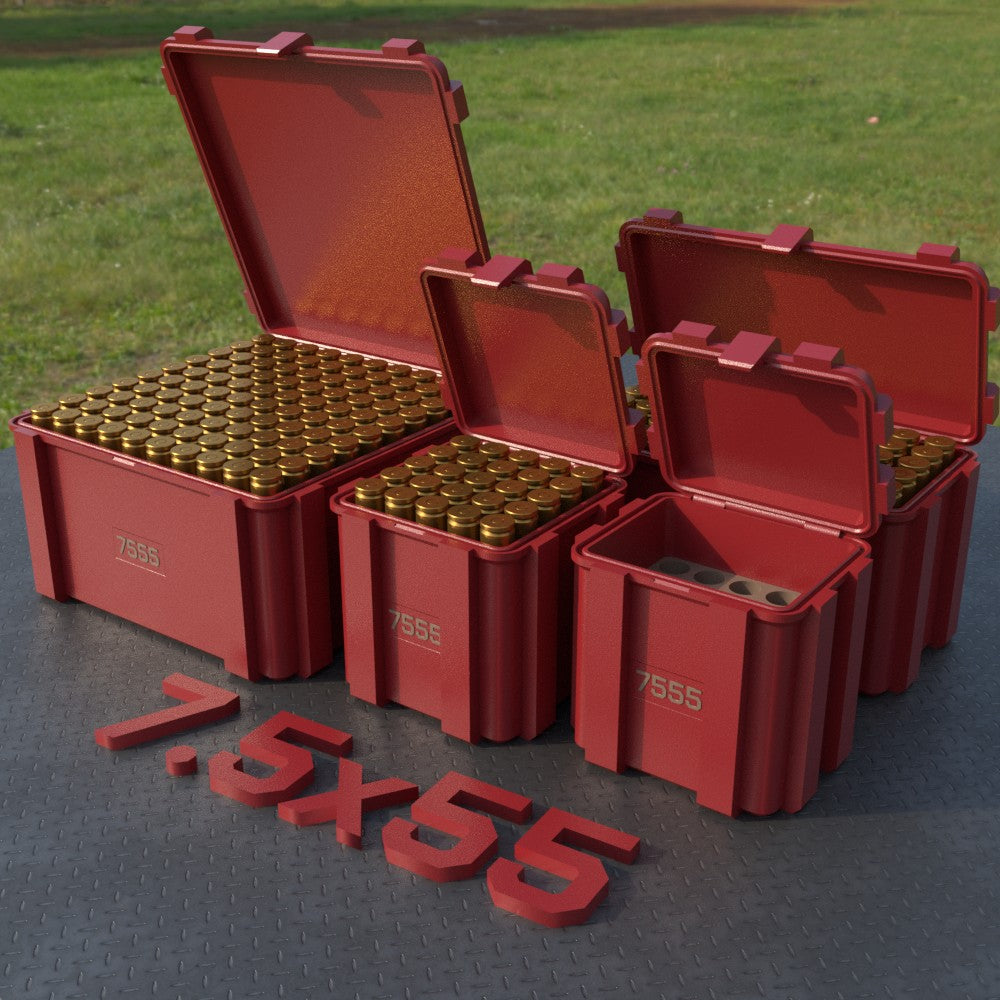 Filamelt Munitionsbox / 7.5x55 / ‘Klappdeckel’  / Patronenbox, Ammo Box - 3D-Druck aus dem Westerwald