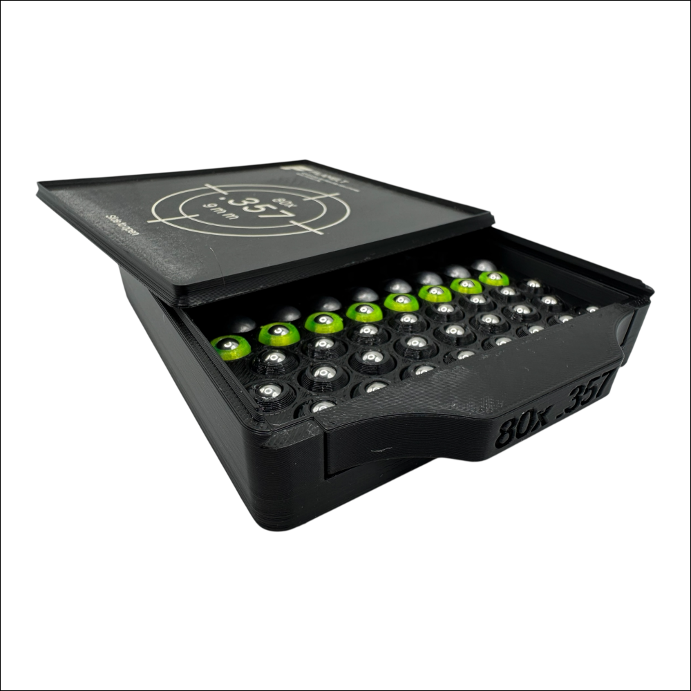 Diabolo-Box für 80x.357 / 9 mm – Praktisch stapelbar wiederverwendbar. Matchbox Schwarz Schießsport-Zubehör