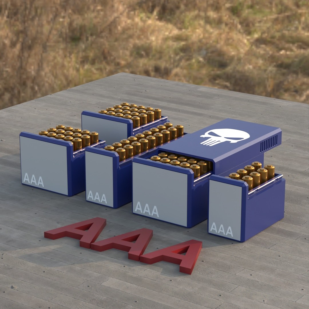 Filamelt AAA Batteriebox "Schiebedeckel" – für 10 / 20 / 25 / 50 Batterien