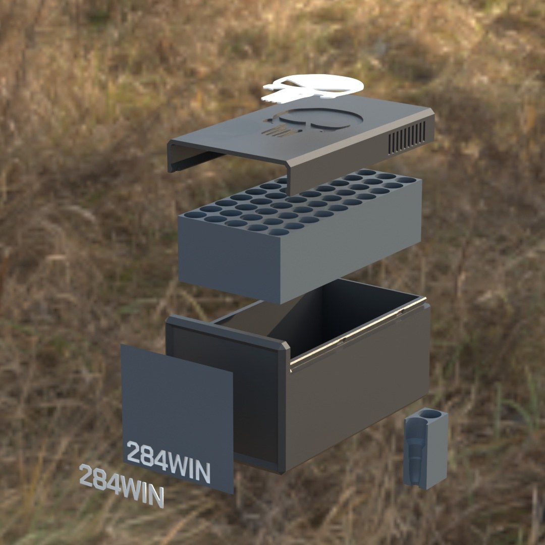 
Filamelt Munitionsbox / .284 WIN / ‘Schiebedeckel’  / Patronenbox, Ammo Box