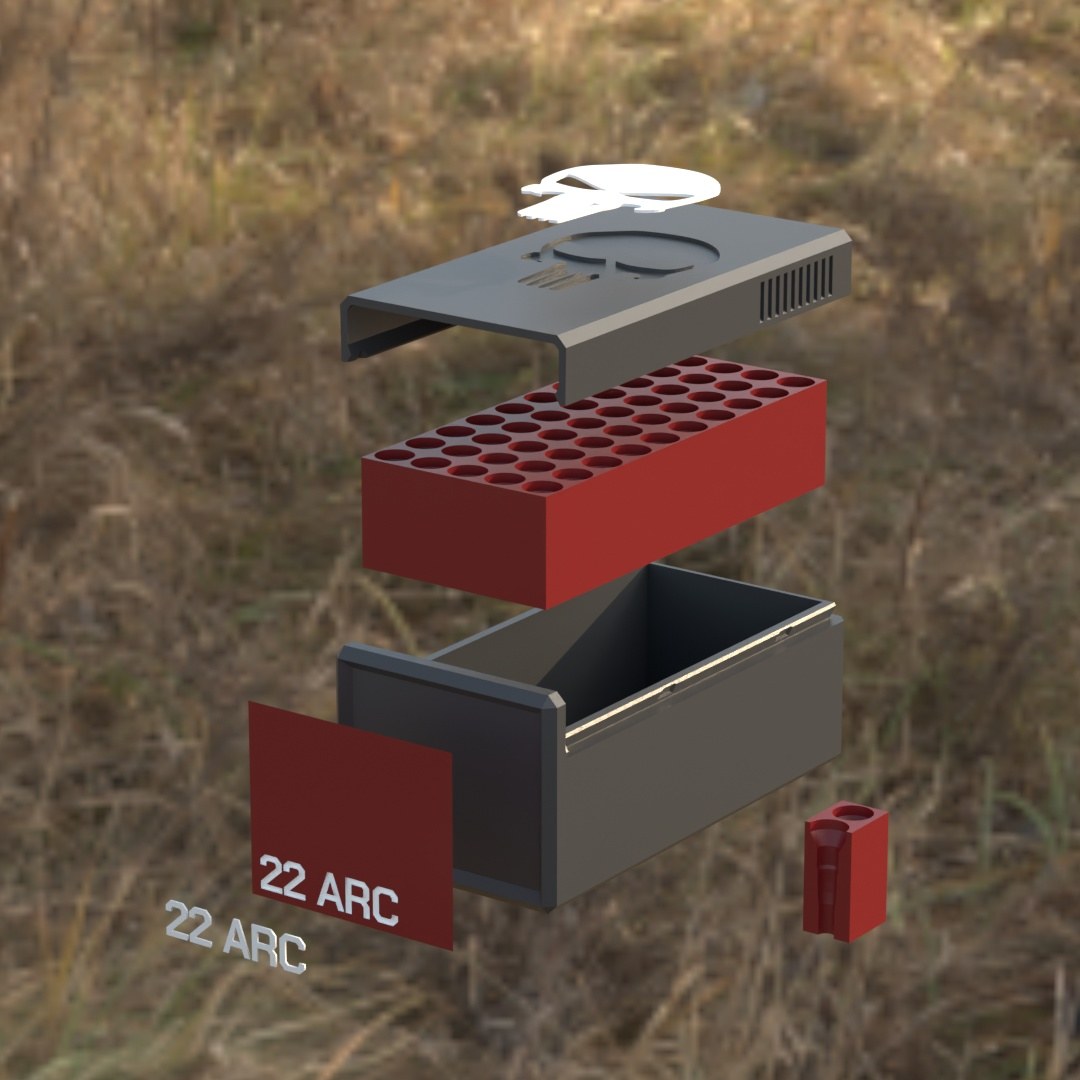 
Filamelt Munitionsbox / .22 ARC / ‘Schiebedeckel’  / Patronenbox, Ammo Box